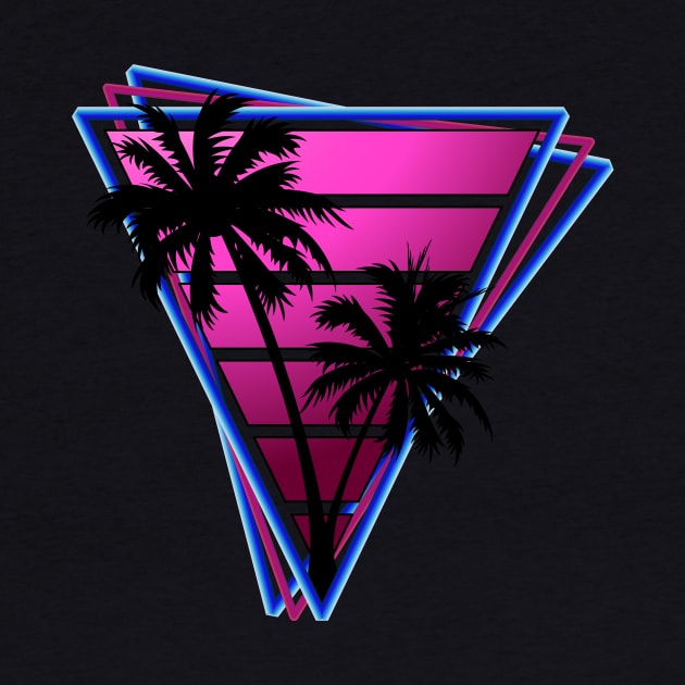 Retrowave style palm tree sunset hot pink by Brobocop